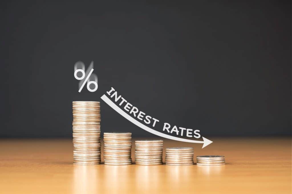 Graph showing the impact of lower interest rates on various investment assets.